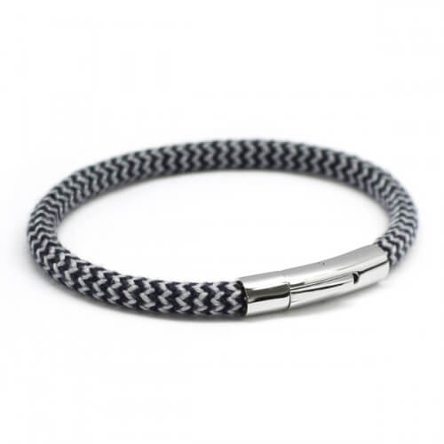 Bracelets duo homme tissu noir gris motifs