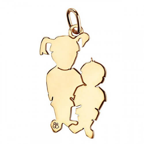 La Fa Mi : pendentif 2 enfants (or jaune)