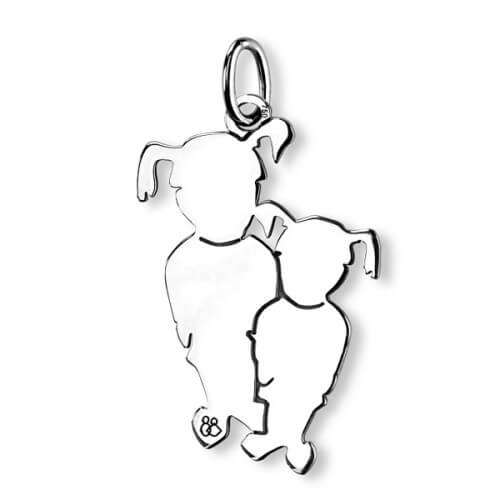 La Fa Mi : pendentif 2 enfants (or blanc)