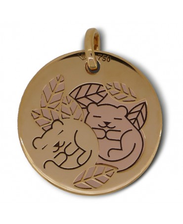 Médaille marmotte or jaune et rose - La Fée Galipette