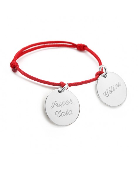 Bracelet personnalisé avec une médaille ronde or argent ADORÉE