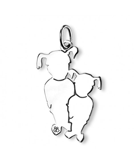 Pendentif 2 enfants argent - La Fa Mi