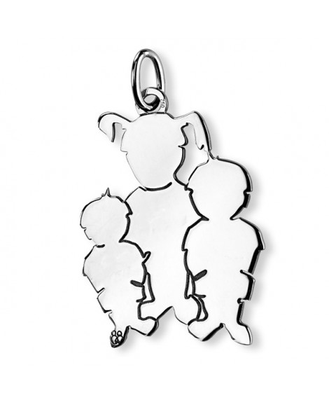 Pendentif Maman de 3 Enfants argent - La Fa Mi