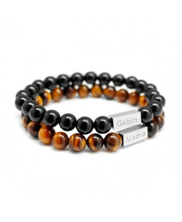 Lot de 2 bracelets perle homme à personnaliser - Petits Trésors