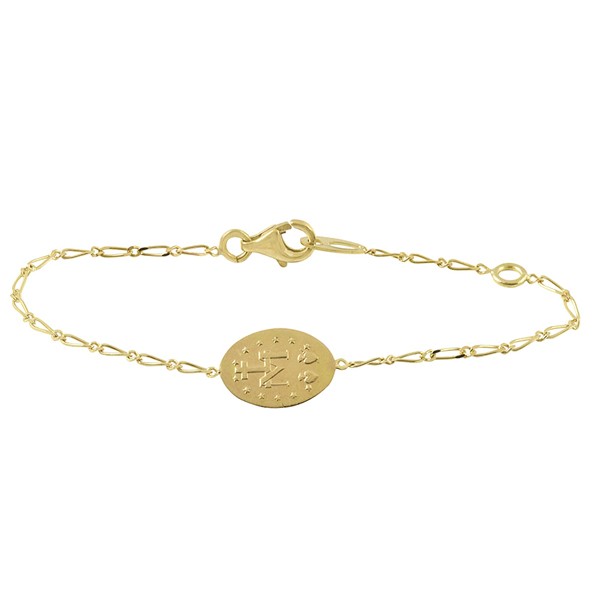 Bracelet Liberty mini médaille à graver et médaille miraculeuse vierge