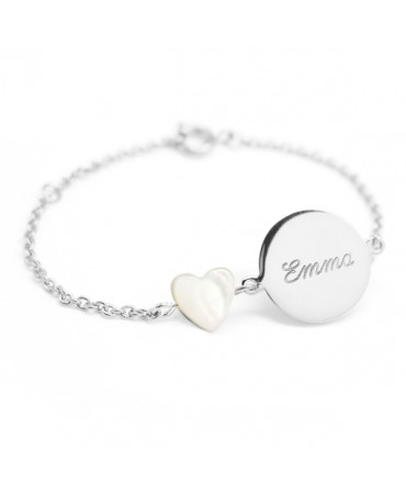 Petits Trésors : bracelet Lovely nacre cœur argent