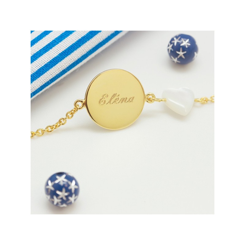 Bracelet Petit Coeur de Nacre et Perle Plaqué Or - Classics