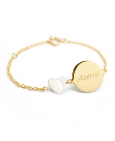 Petits Trésors : bracelet Lovely nacre cœur plaqué or