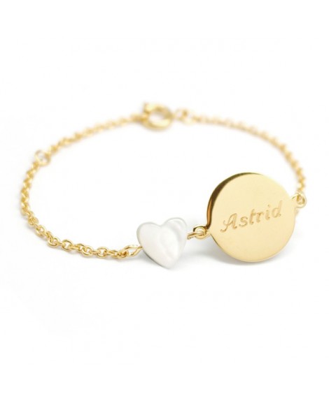 Petits Trésors : bracelet Lovely nacre cœur plaqué or