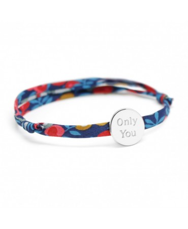 Bracelet Liberty cordon médaille ronde argent