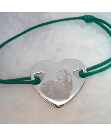 Bracelet cordon coeur argent - Les Empreintes