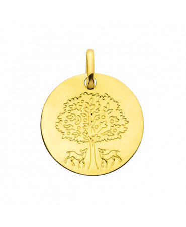 Médaille arbre de vie aux biches or jaune - AUGIS