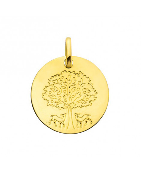 Médaille arbre de vie aux biches or jaune - AUGIS