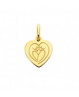 Mini pendentif coeur Love Bird or jaune - Augis