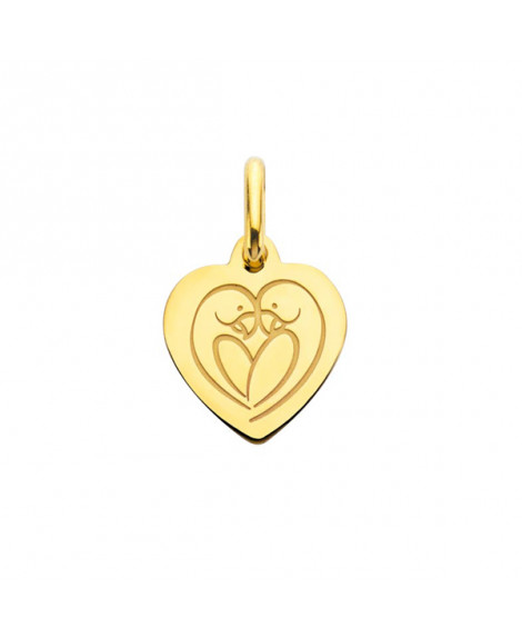 Mini pendentif coeur Love Bird or jaune - Augis