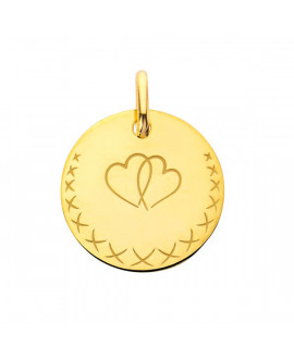 Médaille cœurs entrelacés - or jaune - Augis