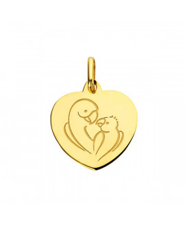 Pendentif cœur bébé Love Bird or jaune - Augis