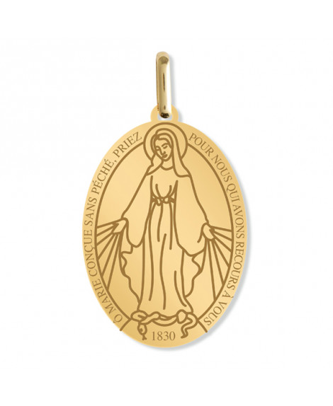 Médaille Vierge Miraculeuse design or jaune - Lucas Lucor