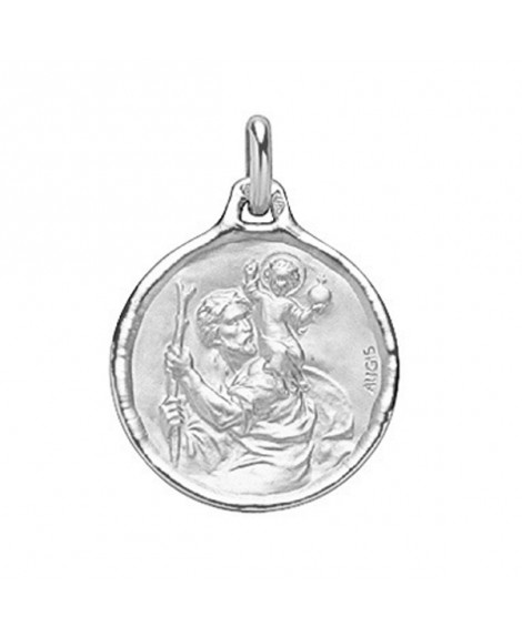 Médaille Saint Christophe 18 mm en or blanc 18 K - AUGIS