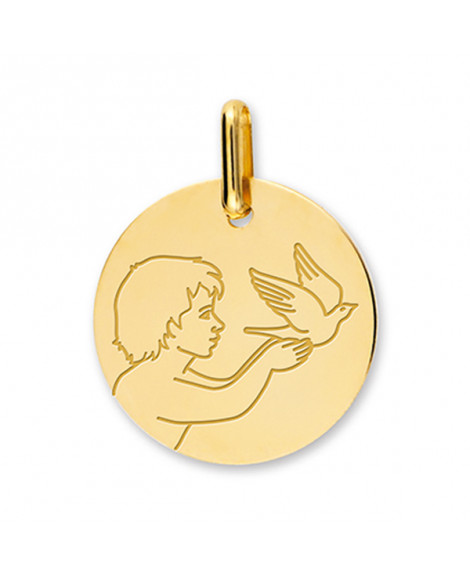 Médaille enfant à la colombe or jaune 18k - Lucas Lucor