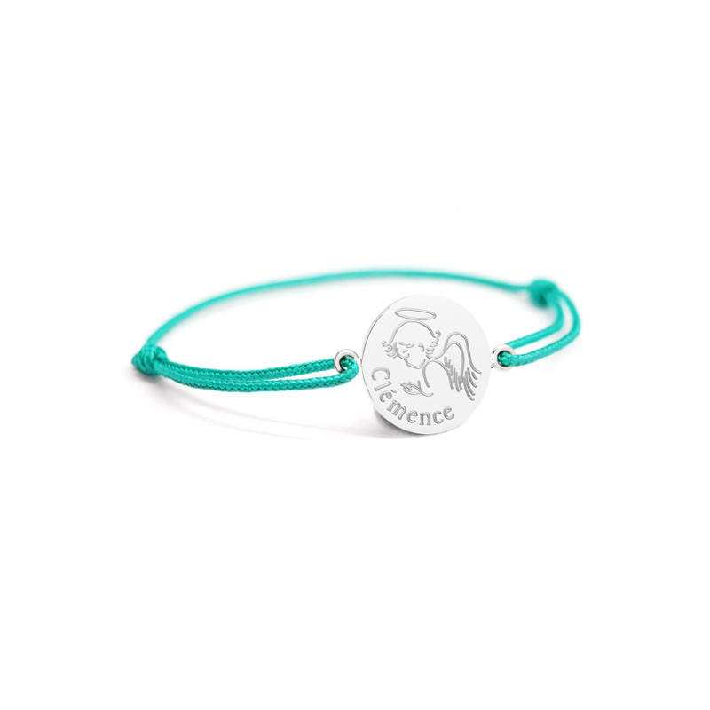 Bracelet baptême cordon et médaille ange pour enfant Argent 925