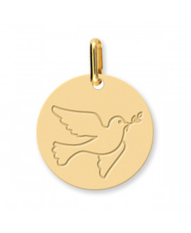 Médaille Colombe au rameau or jaune 18 K - Lucas Lucor