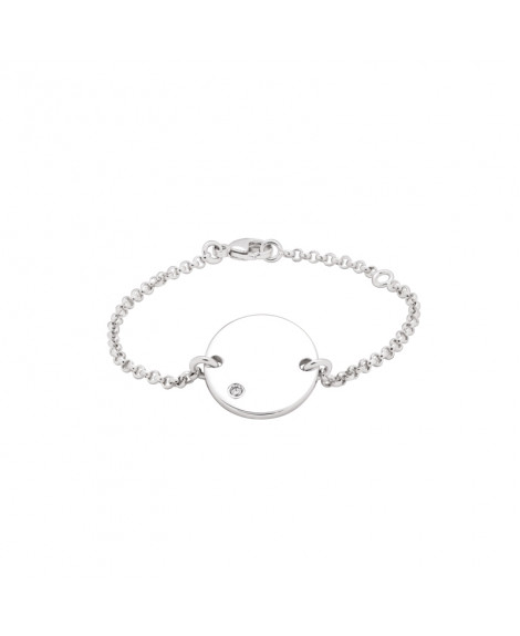 Bracelet femme diamant argent médaille à graver