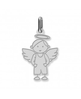 Pendentif ange garçon - or blanc - GM - Lucas Lucor