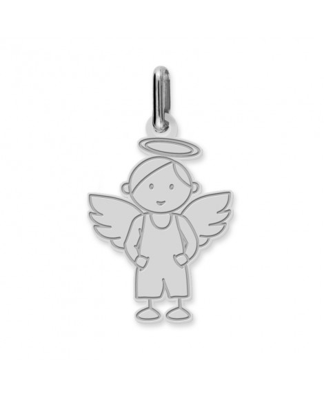 Pendentif ange garçon - or blanc - GM - Lucas Lucor