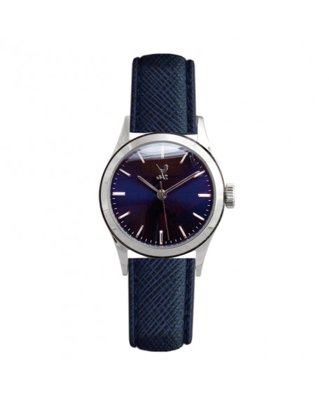 montre Jaz Dame 1970 - bracelet cuir bleu fantaisie