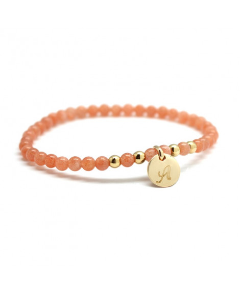 Bracelet perle personnalisé mini charm orange - Petits Trésors