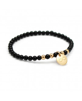 Bracelet perle personnalisé mini charm noir - Petits Trésors