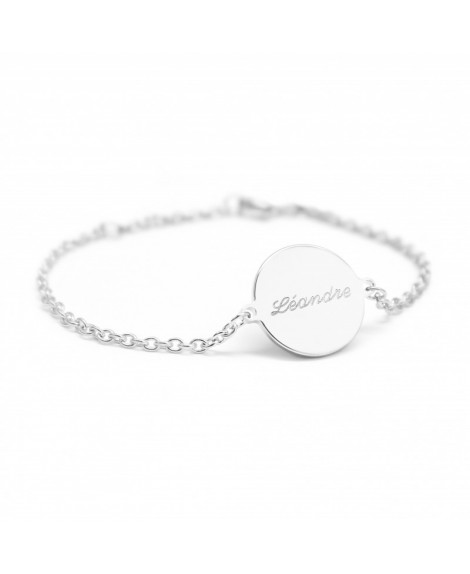 Bracelet chaîne personnalisé médaille argent - Petits Trésors
