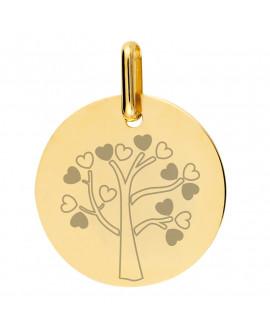 Médaille arbre de vie cœurs - or jaune 18K - Lucas Lucor