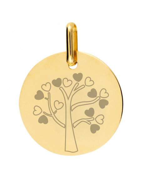 Médaille arbre de vie cœurs - or jaune 18K - Lucas Lucor