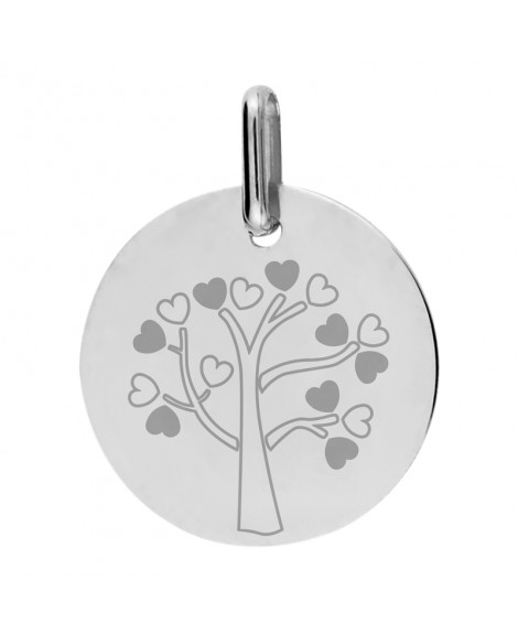 Médaille arbre de vie cœurs - or blanc 18K - Lucas Lucor