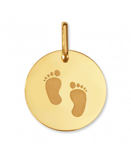 Médaille empreinte de pieds de bébé - or jaune 18K - Lucas Lucor