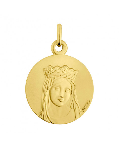 Médaille de baptême en plaqué or personnalisée - Vierge à l'enfant