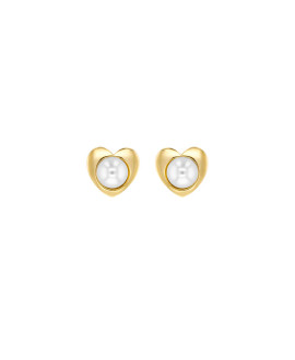 Boucles d'oreilles perle coeur or jaune 9K