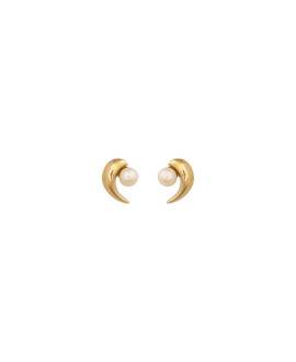 Boucles d'oreilles enfant dauphin perle et or jaune 9K