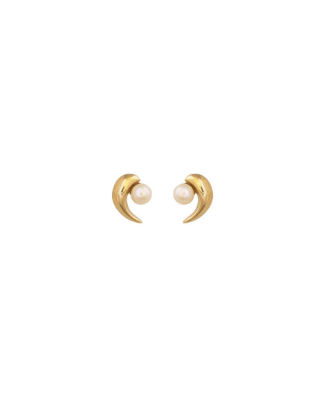 Boucles d'oreilles enfant dauphin perle et or jaune 9K