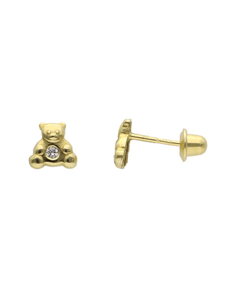 Boucles d'oreilles ourson or jaune 18K