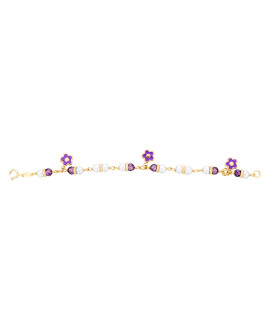 Bracelet enfant perles et breloques fleurs 9K