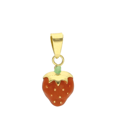 Pendentif enfant fraise or jaune 18K