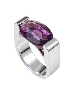 Bague Joséphine argent cabochon violet - Clio Blue