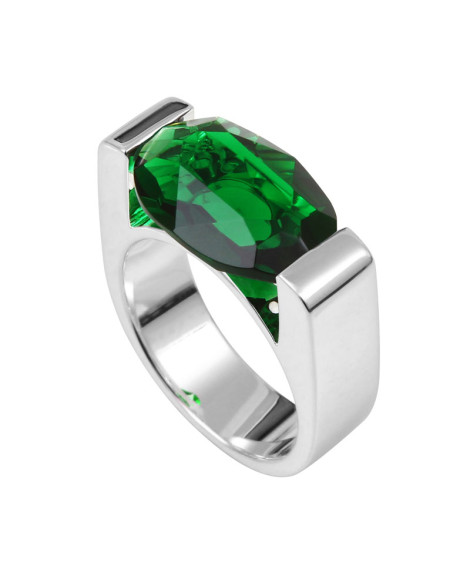 Bijoux pas cher tendance avec cristal vert chaine argent 925 - Ref