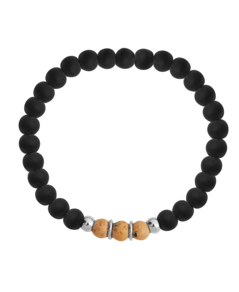 Bracelet perle homme noir et sable - Clio Blue