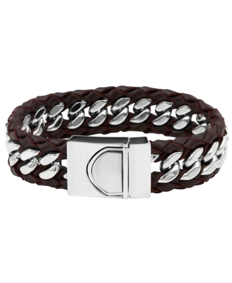 Bracelet gourmette homme et cuir XL - Clio Blue
