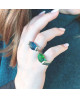 Bague Joséphine argent cabochon vert - Clio Blue