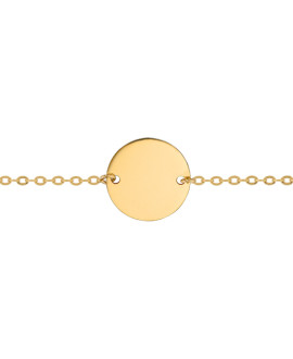 Bracelet chaîne bébé médaille or jaune 18K à graver